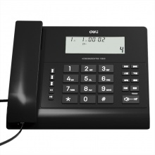 得力 (deli) 录音电话机 办公家用 固定座机 一键拨号 13550黑