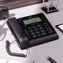 得力 (deli) 录音电话机 办公家用 固定座机 一键拨号 13550黑