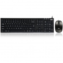得力(deli)薄款有线鼠标键盘套装USB 键盘+鼠标 黑色3711 