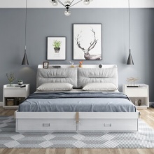 伊洛琳 欧式床 实木床卧室家具双人床法式公主现代北欧轻奢皮床 床+棕垫+床头柜*2 1.8*2.0m框架结构