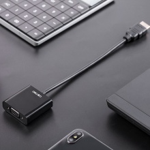 得力83300_HDMI转VGA转换器(黑色)