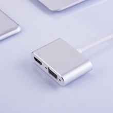 得力83301_Mini DP转HDMI/VGA转换器(银色)