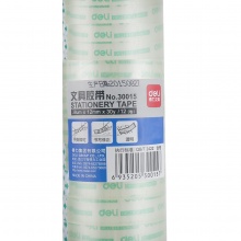 得力30015文具胶带12mm*30y*38um(12卷/筒)